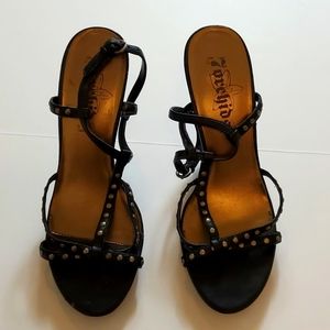 7 Orchids black studded sandel heels size 7